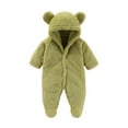 thumbnail image 1 of Gunia Toddler Boy Girl Pajamas Hooded Snowsuit Footie Snowsuit Winter Onesie Cartoon Bear Warm Onesie Clothes Set Green 0-3 Months, 1 of 9