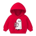 thumbnail image 1 of Gunia Toddler Boys Girls Halloween Ghost Sweatshirt Long Sleeve Hooded Sweatshirt Cozy Pullover Outerwear For Soft Casual Jacket Tops Clothes Red 3-4 Years, 1 of 3