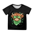 thumbnail image 1 of Gunia Toddler Boys Girls St Patricks Shirt Short Sleeve Irish Green Shamrock Clover Funny Graphic Crew Neck Casual Breathable Soft St. Patrick'S Day T-Shirt Kids Tee Tops 3-13 Years Black, 1 of 4
