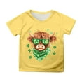 thumbnail image 1 of Gunia Toddler Boys Girls St Patricks Shirt Short Sleeve Irish Green Shamrock Clover Funny Graphic Crew Neck Casual Breathable Soft St. Patrick'S Day T-Shirt Kids Tee Tops 3-13 Years Yellow, 1 of 4