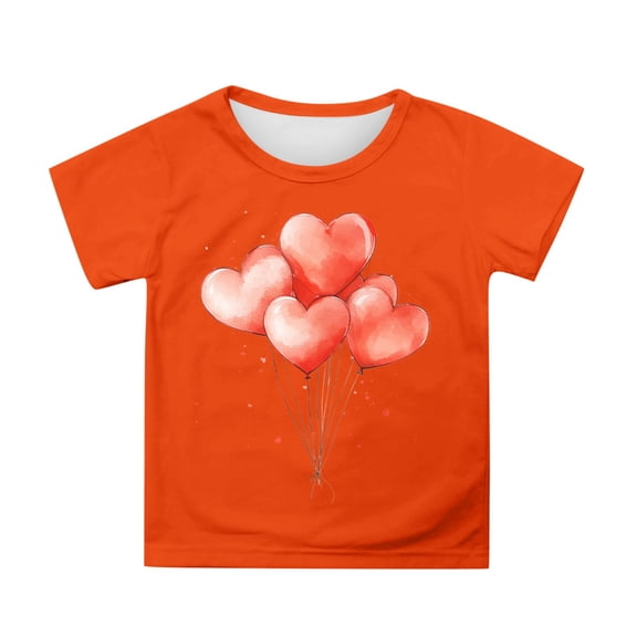 Gunia Toddler Boys Girls Valentines Shirt Short Sleeve Love Heart Graphic Crew Neck Breathable Soft Casual Tee Tops Tshirt 1-13 Years