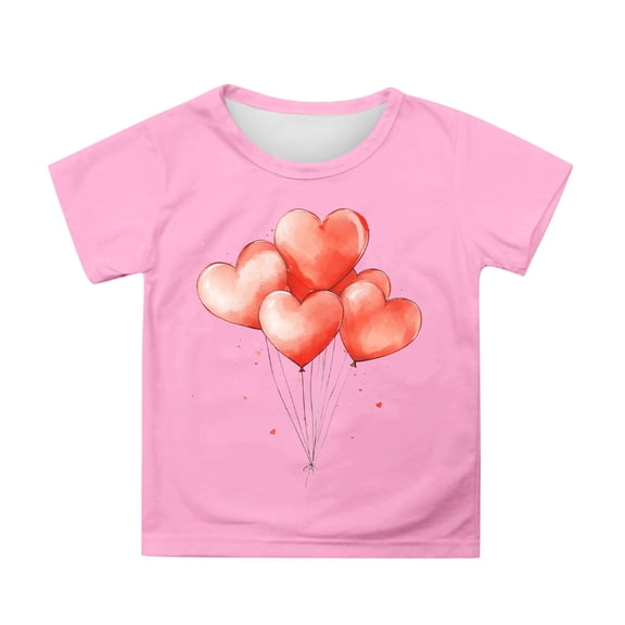 Gunia Toddler Boys Girls Valentines Shirt Short Sleeve Love Heart Graphic Crew Neck Breathable Soft Casual Tee Tops Tshirt 1-13 Years