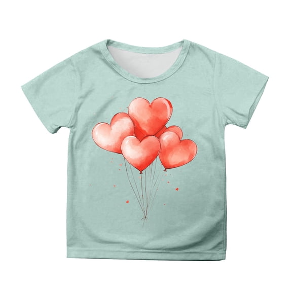 Gunia Toddler Boys Girls Valentines Shirt Short Sleeve Love Heart Graphic Crew Neck Breathable Soft Casual Tee Tops Tshirt 1-13 Years