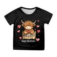 thumbnail image 1 of Gunia Toddler Boys Girls Valentines Shirt Short Sleeve Love Heart Graphic Crew Neck Casual Breathable Soft Valentine'S Day T-Shirt Kids Tee Tops 3-13 Years Black, 1 of 4
