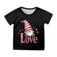 thumbnail image 1 of Gunia Toddler Boys Girls Valentines Shirt Short Sleeve Love Heart Graphic Crew Neck Casual Breathable Soft Valentine'S Day T-Shirt Kids Tee Tops 3-13 Years Black, 1 of 4