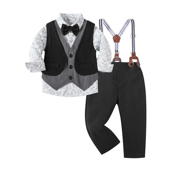 Gunia Toddler Boys Outfits Gentleman Suit Spring And Autumn Children Suit Boy With Wais Tcoat Suit Three Piece Boy Suit Outfit 18-24 Months