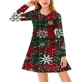 thumbnail image 1 of Gunia Toddler Girl Christmas Dress Baby Spring Autumn Print Ruffle Long Sleeve Holiday Size 6-7 Years, 1 of 6