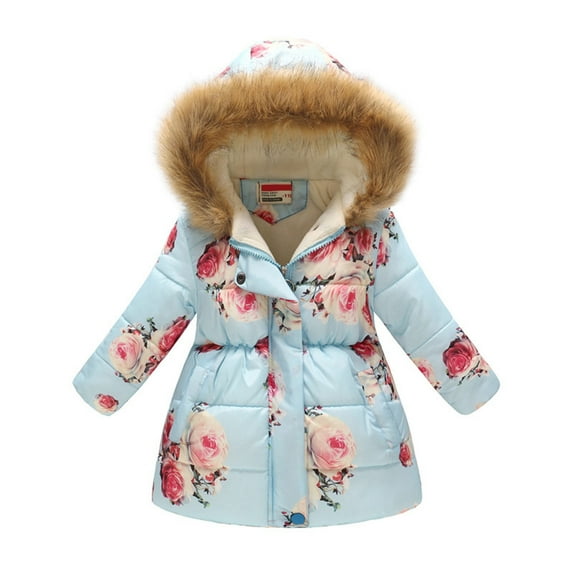 Gunia Toddler Girl Jacket Coat Kids Winter Thick Warm Hooded Windproof Outwear Casual Comfortable Outwear 6-7 Years
