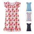 thumbnail image 1 of Gunia Toddler Girl Nightgown Princess Pajama Dress Summer Casual Flutter Sleeve Loose Fit Nightgown With Cute Print Home Dress For Kids Night Gowns Pjs Loungewear Pink 4-5 Years, 1 of 7