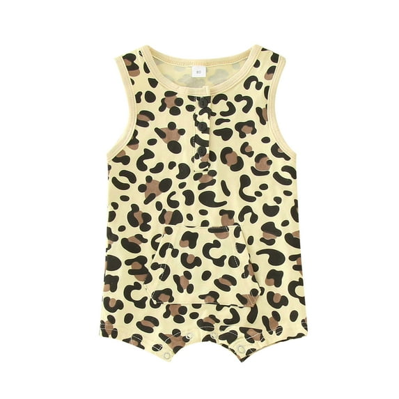 Gunia Toddler Girl Outfits Summer Style Babys Sleeveless Vest Leopard Prints Bodysuit Girl Romper Clothes Sets 0-12 Months