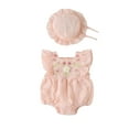 thumbnail image 1 of Gunia Toddler Girl Outfits Lace Jumpsuit Ruffles Sleeveless Bodysuit Sunsuit Outfits Set Girl Romper Clothes Set 0-15 Months, 1 of 4