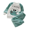 thumbnail image 1 of Gunia Toddler Girl Pajamas Boys Flannel Clothes Long Sleeve Pants Winter Warm Soft Fuzzy Homewear With Sweatpants Sleepwear Light Green 6-12 Months, 1 of 3