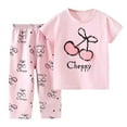 thumbnail image 1 of Gunia Toddler Girl Pajamas Boys Summer Cartoon Printed Short Sleeved Tops Shorts 2Pc Children Suit Loungewear Pink 18-24 Months, 1 of 3
