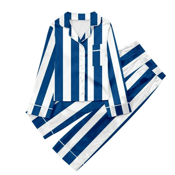 Gunia Toddler Girl Pajamas Children Casual Printed Button Down Lapel Long Sleeve Top Pants Set Pj'S Blue 3-4 Years