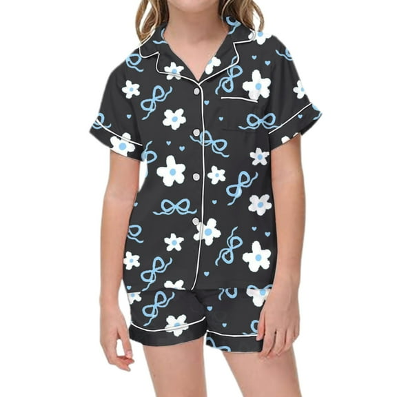 Gunia Toddler Girl Pajamas Set Soft Comfortable Printed Long Sleeve Top Pants Cute Nightwear Outfit Pjs Black 2-3 Years