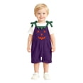 thumbnail image 1 of Gunia Toddler Girls Halloween Outfit Corduroy Casual Romper With Pumpkin Face One Piece Jumpsuit Outfits Purple 3-4 Years, 1 of 7