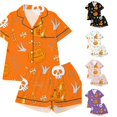 thumbnail image 1 of Gunia Toddler Girls Halloween Pajama Set Pumpkin Graphic 2 Piece Button Up Short Sleeve Tops With Shorts Nightwear Pjs Loungewear Orange 4-5 Years, 1 of 5