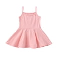 thumbnail image 1 of Gunia Toddler Girls Hawaiian Dress Baby Sleeveless Solid Print Vest Clothes Sundress For Holiday Beach Pink Dress For Girls 1-4 Years, 1 of 1