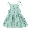 thumbnail image 1 of Gunia Toddler Girls Hawaiian Dress Sleeveless Kid Baby Solid Flower Striped Princess Party Sun Clothes Sundress For Holiday Beach Green Dress For Girls 1-6 Years, 1 of 5