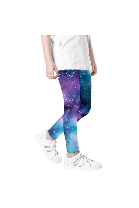 Toddler Girls Leggings Galaxy Print Athletic Comfortable Space Themed Casual Tights Active Wear 18M-10Y