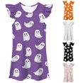 thumbnail image 1 of Gunia Toddler Girls Nightgown Princess Pajamas Halloween Ghost Flutter Sleeve Nightgown Summer Casual Cartoon Digital Print Dress Night Gowns Pjs Loungewear Purple 4-5 Years, 1 of 5