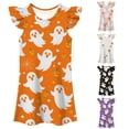 thumbnail image 1 of Gunia Toddler Girls Nightgowns Pjs For Girls Halloween Ghost Flutter Sleeve Nightgown Summer Casual Halloween Print Dress Night Gowns Sleepwear Orange 4-5 Years, 1 of 5