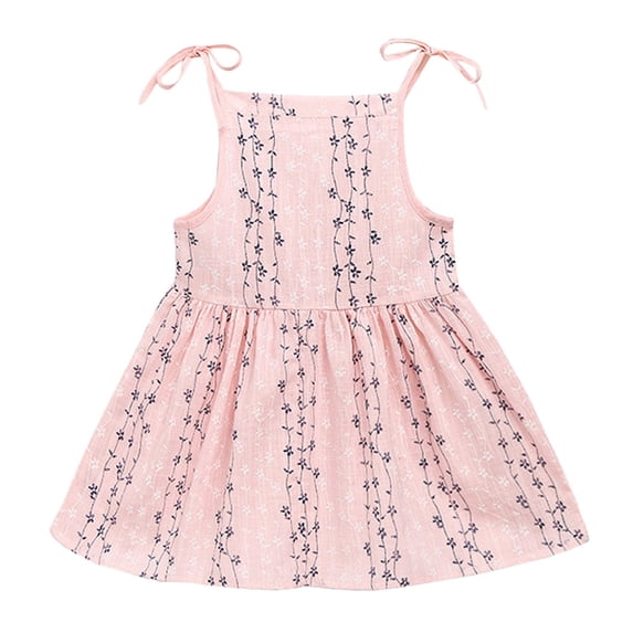 Gunia Toddler Girls Summer Dress Sleeveless Kid Baby Solid Flower Striped Princess Party Sun Clothes Sundress For Holiday Beach Beige Dress For Girls 1-6 Years