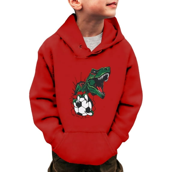 Gunia Toddler Girls Sweatshirts Dinosaur Long Sleeve Hooded Winter Warm Tops 3-14Years Hoodie Sweatshirt For Boys Girls