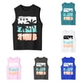thumbnail image 1 of Gunia Toddler Girls Tank Tops Summer Kids Tank Top With Letter Gradient Print For Outdoor Beach Play Tee Casual Sleeveless Girls T Shirts Black 4-5 Years, 1 of 6
