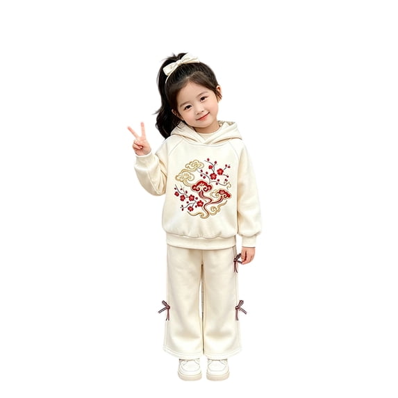 Gunia Toddler Girls Tracksuits 2 Piece Athletic Outfits Set Floral Print Sweatshirt And Sweatpants Tween Fall Winter Clothes,Size 3-11 Years
