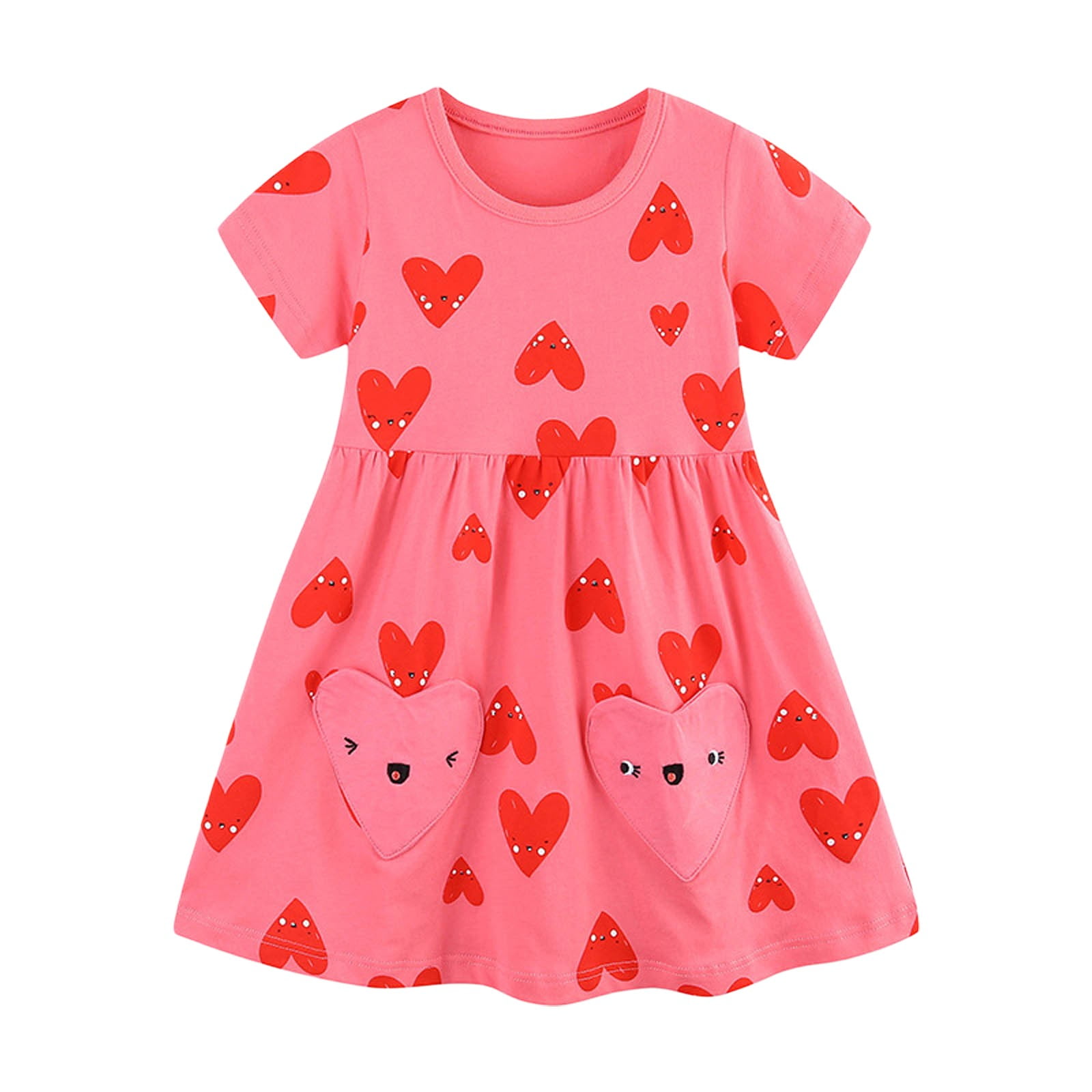 Gunia Toddler Girls Valentines Day Dress Children's Red Heart Printed — free download