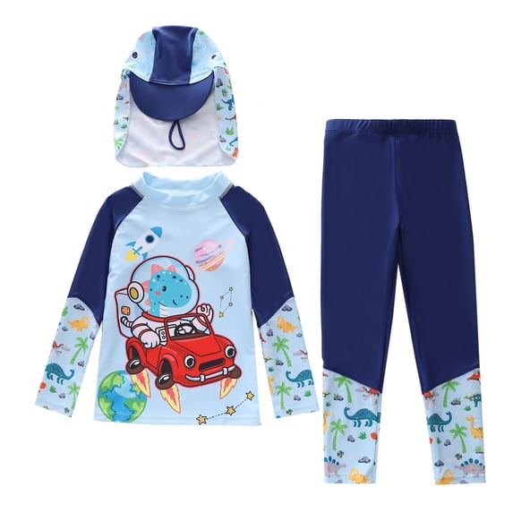 Gunia Toddler Swimsuit Boy Long Sleeve Rash Guard Swimwear Sun Surfing Swim Kids Little Boys Bathing Suit For Beach Pool 3-12 Years