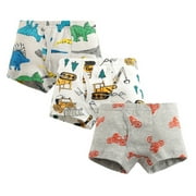 Gunia Toddler Underwear Boys Size 2-3 Years 3-Pack Baby Dinosaur Tractor Printed Cartoon Print Shorts Pants Boxer Briefs Trunks Multipack Skin-Friendly Leisure Kids Panties