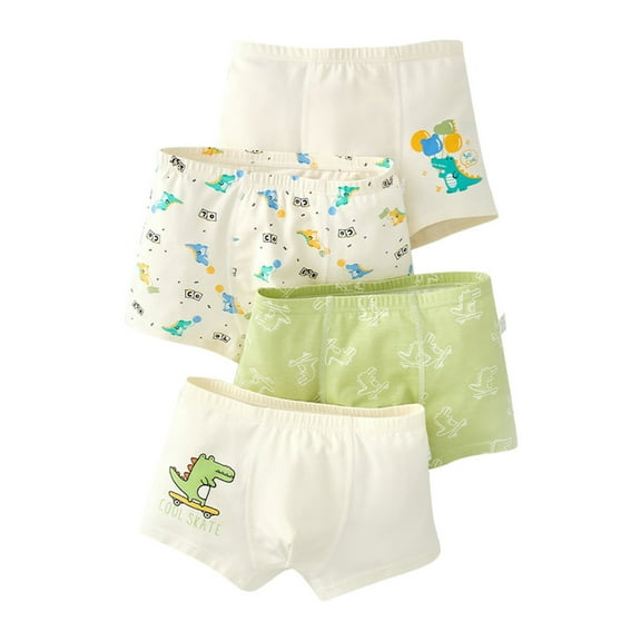 Gunia Toddler Underwear Boys Size 2-3 Years 4-Pack Baby Cartoon Animal Car Printed Boxer Briefs Shorts Pants Trunks Leisure Soft Kids Panties