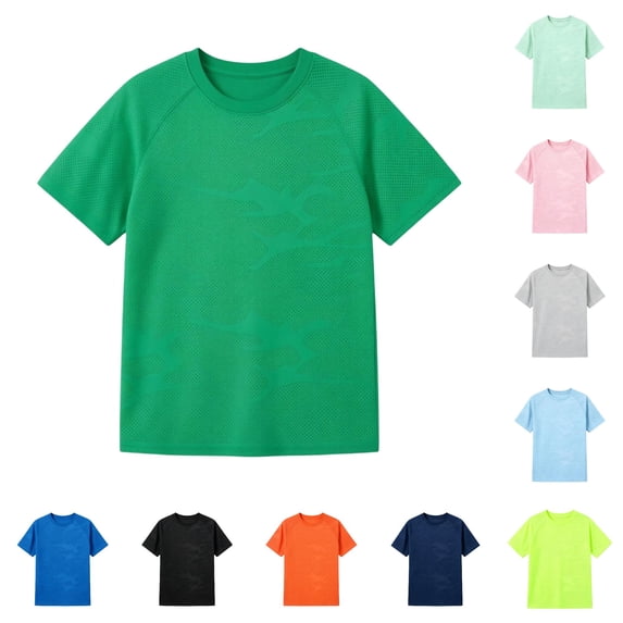 Gunia Tshirt Little Boys Athletic Short Sleeve T Shirt Youth Tops Everyday Play And Sports Performance Lightweight Breathable Blend Tee Boys T-Shirts Green 5-6 Years