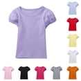 thumbnail image 1 of Gunia Tshirt For Girls Stylish Soft Short Sleeve T Shirt Cute Puff Sleeve Top Comfortable Casual Tee For Toddler And Kids T-Shirts Purple 9-10 Years, 1 of 4