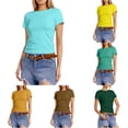 thumbnail image 1 of Gunia Tshirts For Women Slim Fit Fashion Basic Short Sleeve T Shirt Casual Tee Tops Womens Tshirt Sky Blue Xl, 1 of 6