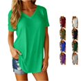 thumbnail image 1 of Gunia Tshirts For Women Summer Short Sleeve Loose Fit Solid Color Top Tunic Tee Blouse Casual Plus Size T Shirts Women Green 3Xl, 1 of 5
