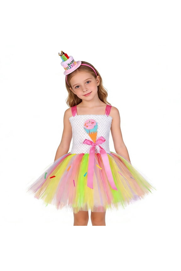 Tutu Dress For Girls Birthday Party Layered Cake Skirt Performance Dresses For Girl 2-8 Years