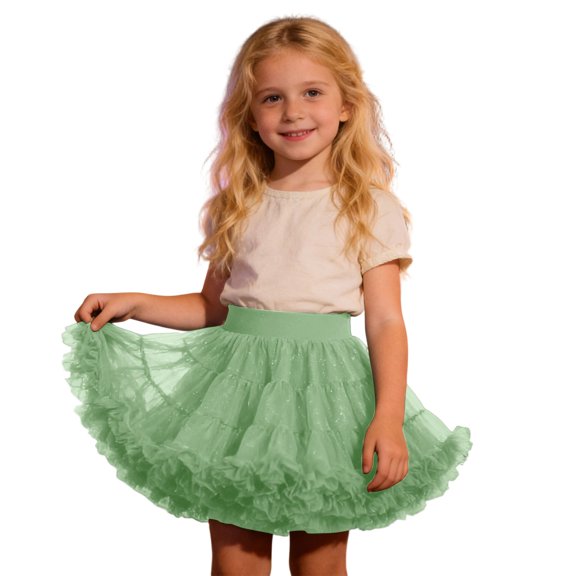 Gunia Tutu Skirts For Girls Gown Dress With Stage Performance Pageant Princess Birthday Party Kids Toddler Girls Skirt Light Green 6-7 Years