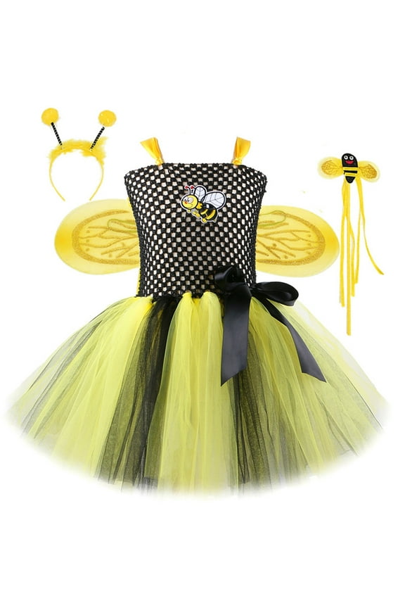 Tutu Skirts For Girls Baby Spring Summer Floral Bee Fancy Dress Accessory Set Dress Princess Birthday Party Kids Toddler Girls Skirt Yellow 6-7 Years