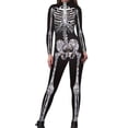 thumbnail image 1 of Gunia Unisex Skeleton Onesie For Adult Pajamas Halloween Jumpsuit Zip Up Pjs Sleepwear Cosplay Costumes Role Play Funny Dress-Up Outfit Holiday Party Wear,White, 1 of 5
