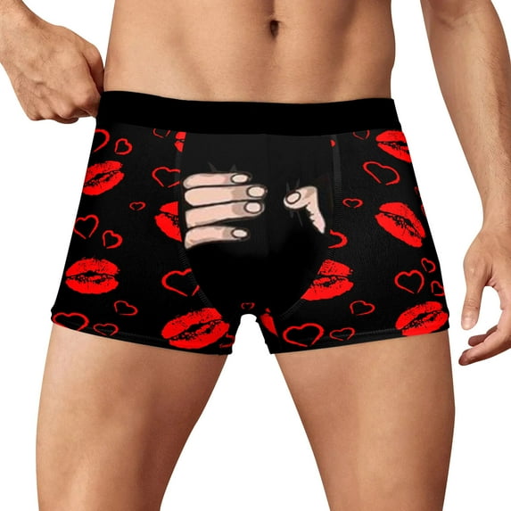 Gunia Valentine's Day Mens Underwear Briefs Fashion Casual Comfort Valentines Day Printed Breathable Cosy S-Xxxl