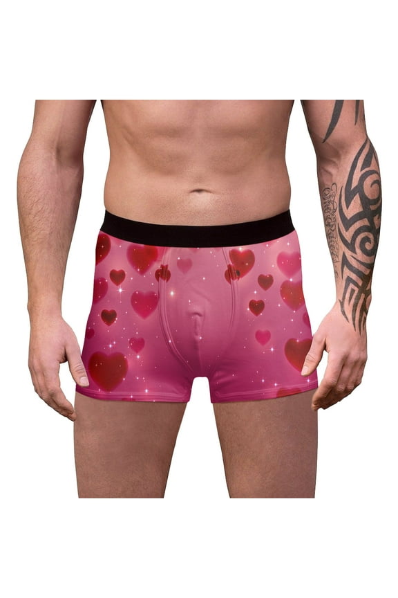 Valentines Day Mens Boxers Briefs Printed Fitting Mid Waist Sweet Underwear S-Xxxl