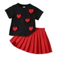thumbnail image 1 of Gunia Valentines Day Outfit Baby Girl Comfortable Cute Red Loe Black T Shirt + Red Pleated Skirt Set Leisure Girls Clothes Set Outfits 12M-5Y, 1 of 6