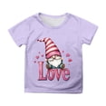 thumbnail image 1 of Gunia Valentines Shirts For Kids Boys Girls Short Sleeve Love Heart Graphic Crew Neck Casual Breathable Soft Valentine'S Day T-Shirt Kids Tee Tops 3-13 Years Purple, 1 of 4