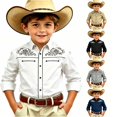 thumbnail image 1 of Gunia Western Cowboy Shirts For Boys Children Fashion Chest Print Casual Large Sized Long Sleeved Collar Shirt Boys Tshirts White 6-7 Years, 1 of 4