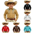 thumbnail image 1 of Gunia Western Cowboy Shirts For Boys Long Sleeve Print Shirt Tops Casual Button Up Blouse Youth Boys Tshirts Yellow 6-7 Years, 1 of 5