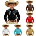 thumbnail image 1 of Gunia Western Cowboy Shirts For Boys Long Sleeve Print Shirt Tops Casual Button Up Blouse Youth T Shirts For Toddler Boys Black 4-5 Years, 1 of 5