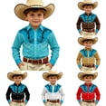 thumbnail image 1 of Gunia Western Cowboy Shirts For Boys Long Sleeve Print Shirt Tops Casual Button Up Blouse Youth Toddler Boys Tshirts Sky Blue 4-5 Years, 1 of 4